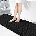 Yimobra Bathroom Runner Rug 70x24 Inch - Extra Long Non Slip Chenille Bath Mat, Soft &amp; Absorbent, Machine Washable Shaggy Hallway Carpet for Vanity Tub Shower, Black Home Decor Accessories