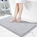 Yimobra Original Luxury Chenille Bath Mat, 44.1 x 24 Inches, Soft Shaggy and Comfortable, Large Size, Super Absorbent and Thick, Non-Slip, Machine Washable, Perfect for Bathroom, Silver
