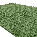 Yimobra Original Luxury Chenille Bath Mat, 36.2 x 24 Inches, Soft Shaggy and Comfortable, Large Size, Super Absorbent and Thick, Non-Slip, Machine Washable, Perfect for Bathroom, Olive Green