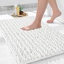 Yimobra Original Luxury Chenille Bath Mat, Soft Shaggy and Comfortable, Large Size, Super Absorbent and Thick, Non-Slip, Machine Washable, Perfect for Bathroom (31.5 X 19.8 Inches, Bright White)