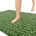 Yimobra Original Luxury Chenille Bath Mat, 70 x 24 Inches, Soft Shaggy and Comfortable, Large Size, Super Absorbent and Thick, Non-Slip, Machine Washable, Perfect for Bathroom, Olive Green