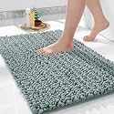 Yimobra Bath Mats for Bathroom 36.2 x 24, Soft Shaggy Large Size Bath Rug, Non-Slip, Super Absorbent and Thick, Machine Washable Quick Dry Shower Rug, Bath Mat for Bathroom Floor, Greyish Green