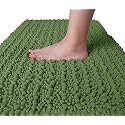 Yimobra Original Luxury Chenille Bath Mat, 32 x 20 Inches, Soft Shaggy and Comfortable, Large Size, Super Absorbent and Thick, Non-Slip, Machine Washable, Perfect for Bathroom, Olive Green