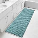 Yimobra Bathroom Runner Rug 60x24 Inch - Extra Long Non Slip Chenille Bath Mat, Soft &amp; Absorbent, Machine Washable Shaggy Hallway Carpet for Vanity Tub Shower, Teal Blue Home Decor Accessories