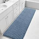 Yimobra Bathroom Runner Rug 70x24 Inch - Extra Long Non Slip Chenille Bath Mat, Soft &amp; Absorbent, Machine Washable Shaggy Hallway Carpet for Vanity Tub Shower, Denim Blue Home Decor Accessories