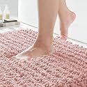 Yimobra Original Luxury Chenille Bath Mat, 55.1 x 24 Inches, Soft Shaggy and Comfortable, Large Size, Super Absorbent and Thick, Non-Slip, Machine Washable, Perfect for Bathroom, Light Pink