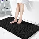 Yimobra Original Luxury Chenille Rectangular Bath Mat,55.1 X 24 Inches,Soft Shaggy And Comfortable,Large Size,Super Absorbent And Thick,Non-Slip,Machine Washable,Perfect For Bathroom,Black