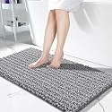 Yimobra Original Luxury Chenille Rectangular Bath Mat,55.1 X 24 Inches,Soft Shaggy And Comfortable,Large Size,Super Absorbent And Thick,Non-Slip,Machine Washable,Perfect For Bathroom,Gray