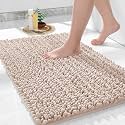 Yimobra Large Bathroom Rugs Non Slip Washable 36x24 Inch - Ultra Soft Absorbent Chenille Bath Mat, Quick Dry Shaggy Floor Carpet for Tub Shower, Pinkish Beige Home Decor Accessories