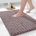 Yimobra Bathroom Rugs Non Slip Washable 32x20 Inch - Ultra Soft Absorbent Chenille Bath Mat, Quick Dry Shaggy Floor Carpet for Tub Shower, Mauve Home Decor Accessories