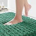 Yimobra Original Luxury Chenille Bath Mat, 32 x 20 Inches, Soft Shaggy and Comfortable, Large Size, Super Absorbent and Thick, Non-Slip, Machine Washable, Perfect for Bathroom, Emerald