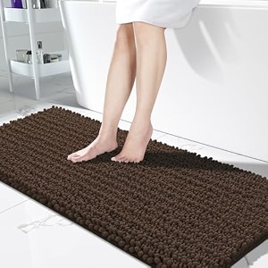 yimobra bathroom runner rug mat 602 x 24 non-slip soft shaggy and comfortable large size chenille bath rug super absorbent and thick machine washable long bathroom rug brown