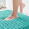 Yimobra Original Luxury Chenille Bathroom Rug Mat, 60.2 x 24 Inches, Soft Shaggy and Comfortable, Large Size, Super Absorbent and Thick, Non-Slip, Machine Washable, Perfect for Bath Room, Lake Blue