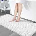 Yimobra Bathroom Runner Rug 60x24 Inch - Extra Long Non Slip Chenille Bath Mat, Soft &amp; Absorbent, Machine Washable Shaggy Hallway Carpet for Vanity Tub Shower, White Home Decor Accessories
