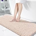 Yimobra Bathroom Runner Rug 60x24 Inch - Extra Long Non Slip Chenille Bath Mat, Soft &amp; Absorbent, Machine Washable Shaggy Hallway Carpet for Vanity Tub Shower, Pinkish Beige Home Decor Accessories