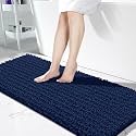 Yimobra Bathroom Runner Rug 60x24 Inch - Extra Long Non Slip Chenille Bath Mat, Soft &amp; Absorbent, Machine Washable Shaggy Hallway Carpet for Vanity Tub Shower, Navy Blue Home Decor Accessories