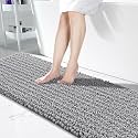 Yimobra Bathroom Runner Rug 70x24 Inch - Extra Long Non Slip Chenille Bath Mat, Soft &amp; Absorbent, Machine Washable Shaggy Hallway Carpet for Vanity Tub Shower, Gray Home Decor Accessories