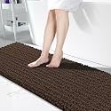 Yimobra Bathroom Runner Rug 70x24 Inch - Extra Long Non Slip Chenille Bath Mat, Soft &amp; Absorbent, Machine Washable Shaggy Hallway Carpet for Vanity Tub Shower, Brown Home Decor Accessories