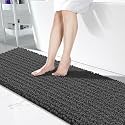Yimobra Original Luxury Chenille Bathroom Runner Rugs, 70 x 24 Inches, Soft, Long Large Bath Mats, Super Absorbent, Non-Slip, Machine Washable, Carpets for Home, Nursery, Bed Living Room, Dark Gray