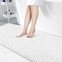 Yimobra Bathroom Runner Rug 70x24 Inch - Extra Long Non Slip Chenille Bath Mat, Soft &amp; Absorbent, Machine Washable Shaggy Hallway Carpet for Vanity Tub Shower, White Home Decor Accessories