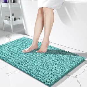 yimobra long bathroom rug mat 44 x 24 non-slip soft absorbent water machine washable quick dry thick modern bedroom bath mat home decor accessories lake blue