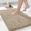 Yimobra Luxury Rectangular Bathroom Rug Mat 24X17,Extra Soft&amp;Absorbent Microfiber Bath Rugs,Non-Slip Plush Shaggy Bath Carpet,Machine Wash Dry,Bath Mats For Bathroom Floor,Tub And Shower,Camel