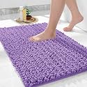 Yimobra Bathroom Rugs Non Slip Washable - Ultra Soft Absorbent Chenille Bath Mat, Quick Dry Shaggy Floor Carpet for Tub Shower, Lavender Home Decor Accessories, 24x17 Inch