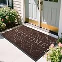 Yimobra Welcome Mat Outdoor Indoor, All-Season Waterproof Front Door Mat Outside Entrance, All-Weather Heavy Duty Non-Slip Doormat, Low Profile Porch Patio Entrance Mats, 60x36, Brown