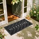 Yimobra Welcome Mat Outdoor Indoor, All-Season Waterproof Front Door Mat Outside Entrance, All-Weather Heavy Duty Non-Slip Doormat, Low Profile Porch Patio Entrance Mats, 47x24, Black