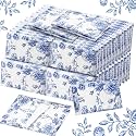 Yinder 60 Bulk Happy Tears Tissue Packs for Wedding 3 Ply Pocket Size Tissues Packs for Guests Facial Individual Wedding Favors Party Supplies Travel Graduation Celebration(Blue Floral)