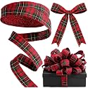 Yinder Christmas Wired Ribbon 1.5 Inch 30 Yard Tartan Plaid Ribbons