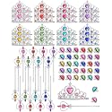 Yingzhao 96 Pcs Princess Pretend Jewelry Toy Plastic Tiara Crown Wand Set Costume Dress up Girls Favors