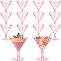 Yinkin 12 Pcs 2 oz Plastic Martini Glasses, Disposable Martini Cups, Pink
