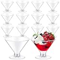 Yinkin 12 Pcs 5 oz Plastic Martini Glasses, Disposable Martini Cups, Clear