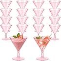 Yinkin 24 Pcs 2 oz Plastic Martini Glasses, Disposable Martini Cups, Pink