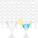 Yinkin 50 Pcs 7 oz Plastic Martini Glasses, Disposable Martini Cups, Clear