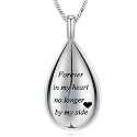 Yinplsmemory Carved Teardrop Keepsake Ashes Necklace Urn Pendant Cremation Memorial Jewelry-Always in my heart