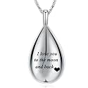 Yinplsmemory Carved Teardrop Keepsake Ashes Necklace Urn Pendant Cremation Memorial Jewelry-Always in my heart