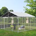 YITAHOME 14.8'x14.8' Large Outdoor Dog Enclosure with Metal Dog Gate