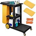 YITAHOME 3-Shelf Cleaning Carts on Wheels, Black Janitorial Cart