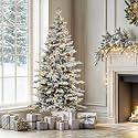 YITAHOME 4.5ft Prelit Potted Flocked Arctic Fir Pencil Tree