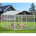 YITAHOME 7.5'x7.5' Outdoor Dog Kennel with Metal Dog Gate