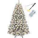 YITAHOME Prelit Magic Flocked Artificial Christmas Tree 7.5ft with Wand