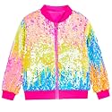 YIYI Sequin Jackets for Girls Kids Boys Glitter Sparkle Bomber Varsity Birthday Party Shiny Outwear Clothes