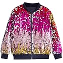 YIYI Sequin Jackets for Girls Kids Boys Glitter Sparkle Bomber Varsity Birthday Party Shiny Outwear Clothes