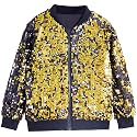 YIYI Sequin Jackets for Girls Kids Boys Glitter Sparkle Bomber Varsity Birthday Party Shiny Outwear Clothes