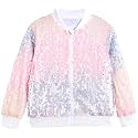 YIYI Sequin Jackets for Girls Kids Boys Glitter Sparkle Bomber Varsity Birthday Party Shiny Outwear Clothes