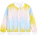 YIYI Sequin Jackets for Girls Kids Boys Glitter Sparkle Bomber Varsity Birthday Party Shiny Outwear Clothes