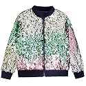 YIYI Sequin Jackets for Girls Kids Boys Glitter Sparkle Bomber Varsity Birthday Party Shiny Outwear Clothes