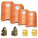 Yizzvb 8 Pcs Sewing Thimble, Leather Thimbles Metal Finger Protectors